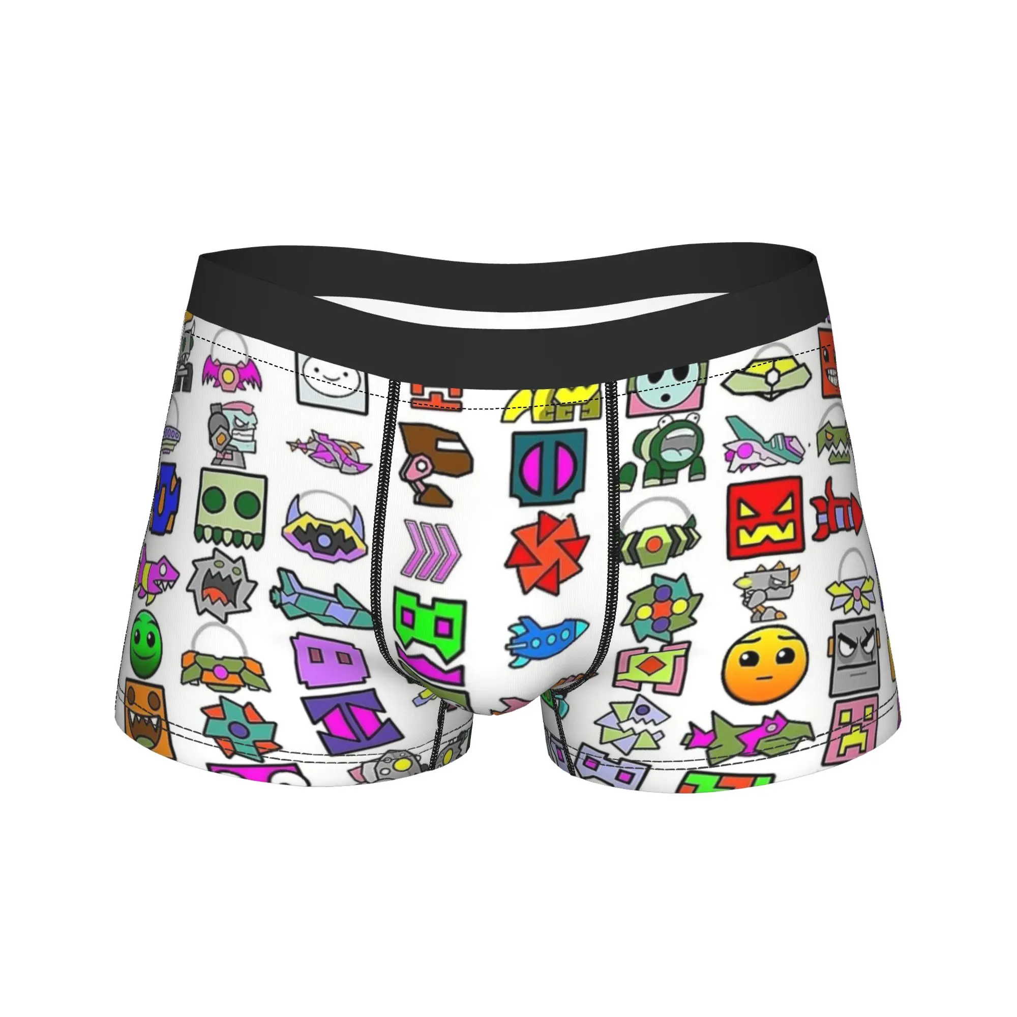 Men's Geometrys Dashs Game Long Underwear  Humor Boxer Briefs Shorts Panties Male Soft Underpants Plus Size