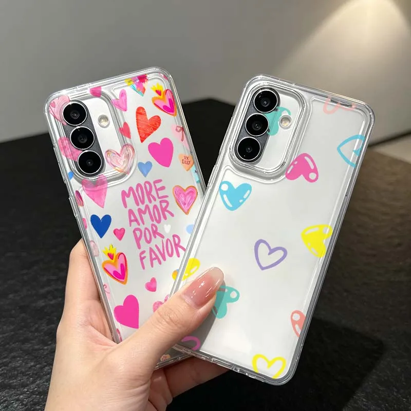 Cartoon Heart Pattern For Samsung Galaxy A57 A56 A55 A54 A53 A52 A37 A36 A35 A33 A26 A17 A16 A14 A07 A06 Phone Case Cover