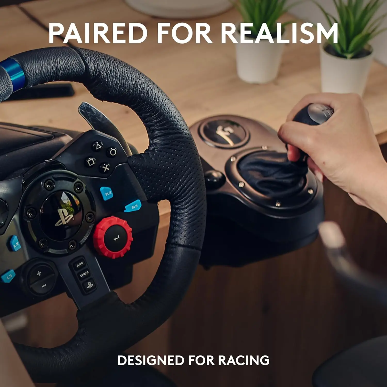 Driving Force Racing Wheel and Pedals, Force Feedback, Real Leather +  Driving Force Shifter - For PS5, PS4 and PC, Mac - Black