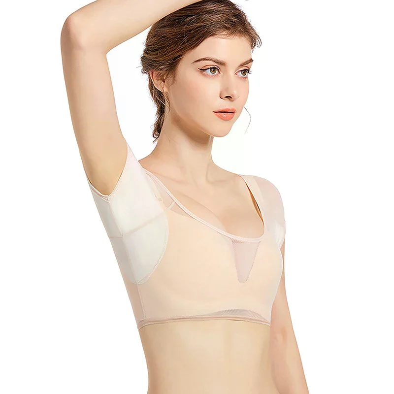 Reusable Washable Underarm Sweat Pad Vest Absorbent Deodorant Pad Women T-shirt Shape Sweat Pads Transparent Mesh Ultrathin