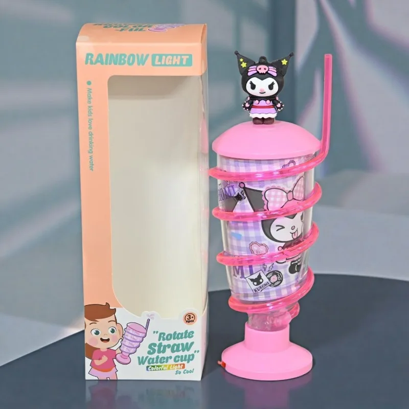 

Anime Sanrio Kuromi Straws Cute Plastic Cup Cartoon Kids Straw Cup 300ml Drinkware Tumbler for Children Party Supplies Kawaii