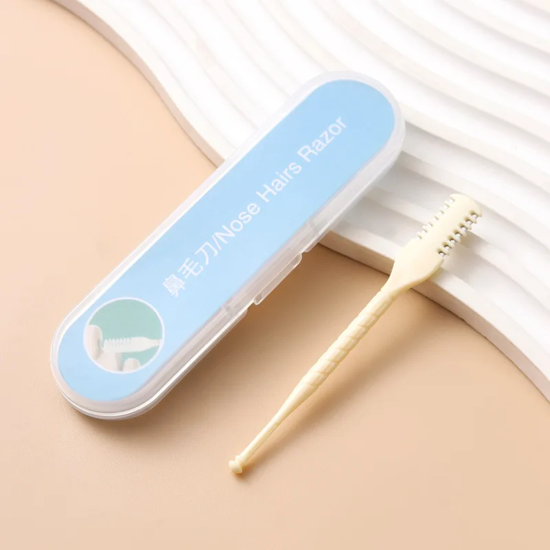 1/2-teiliges manuelles Nasenhaartrimmer-Set. 360 ° Rotierender Trimmer, doppelseitige Klinge, leicht zu reinigen, aus Kunststoff.