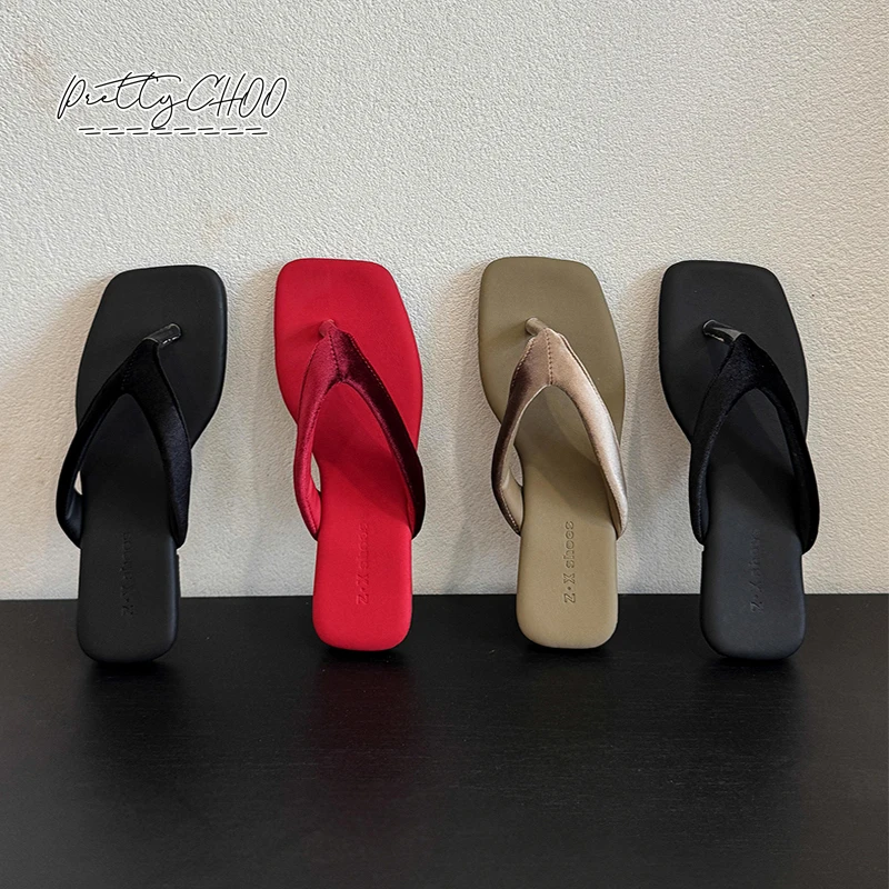 Luxury Velvet Flip Flops Woman Brand Design Red Khaki Velour Slippers Ladies Fashion Flat Thong Sandals Summer Casual Shoes