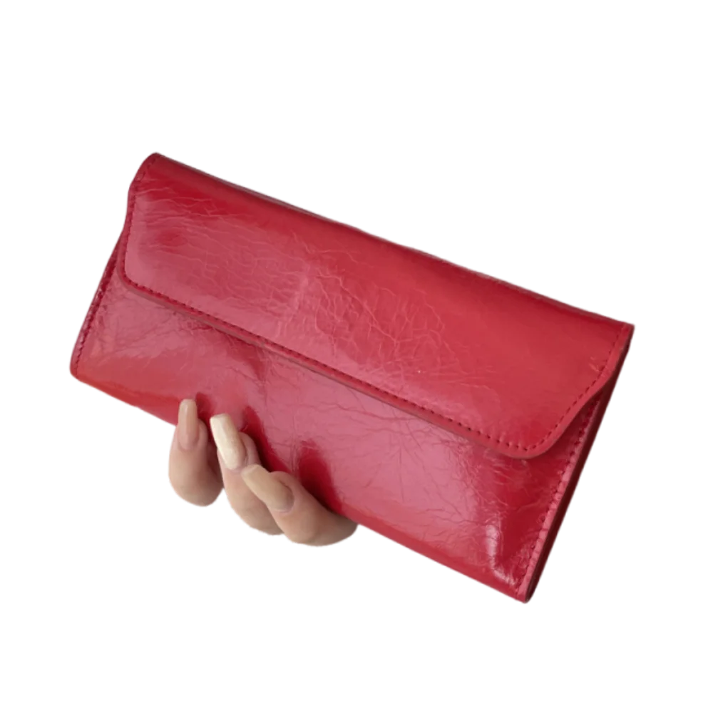 กระเป๋าสตางค์หนังวัวแท้แบบยาว พร้อมคลิปหนีบเงิน ดีไซน์หรูหรา สำหรับผู้หญิง เหมาะเป็นของขวัญสำหรับงานเลี้ยงอาหารค่ำหรือโอกาสพิเศษ