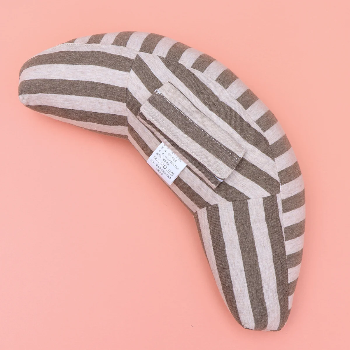 

1pc Size Fits All Coffee Stripe Car Headrest Support Pillow For Washable Non-Deforming Car Neck Pillow