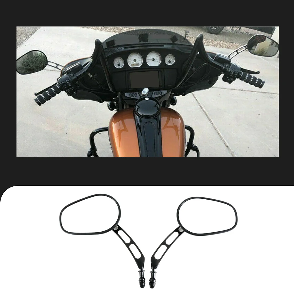 

Pair Chrome Motorcycle Universal 8mm Rear View Side Mirrors For Harley-Davidson Street Glide Road King Fatboy