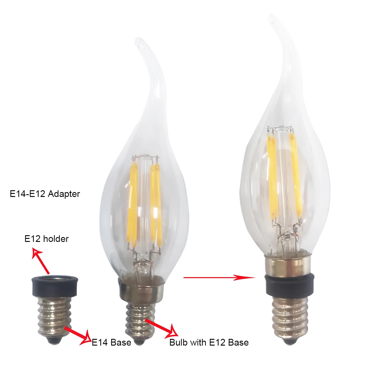 Adattatore da 8 pezzi da E14 a E12 LED CFL lampadario europeo Base lampada convertitore portacandele usa