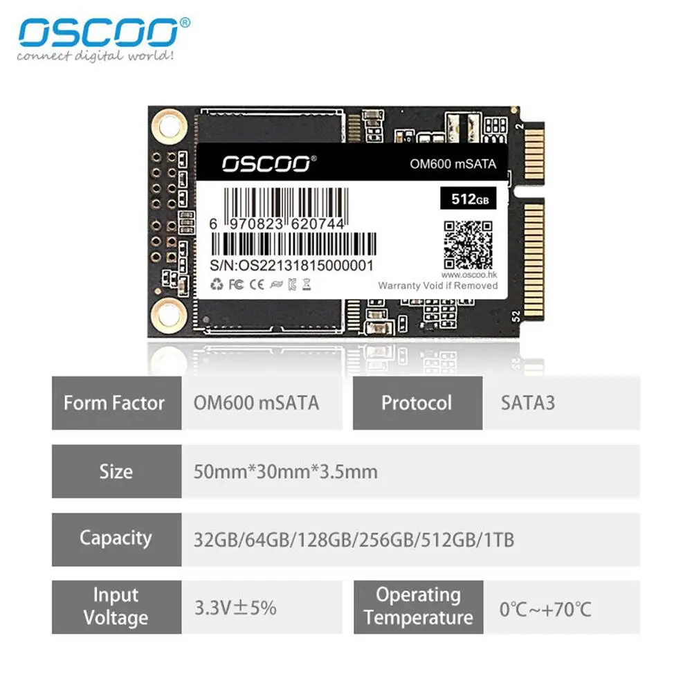 OSCOO mSATA SSD 128GB 256GB 512GB mSATA SSD 1 تيرا بايت للكمبيوتر الداخلي الحالة الصلبة القرص الصلب سطح المكتب خادم الكمبيوتر المحمول