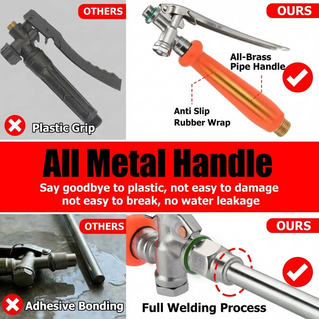 Stainless Steel Garden Spray Wand 29 Inch Full Metal Body with 16 Inch Extension Tube Brass Barb Fittings for Lawn Use