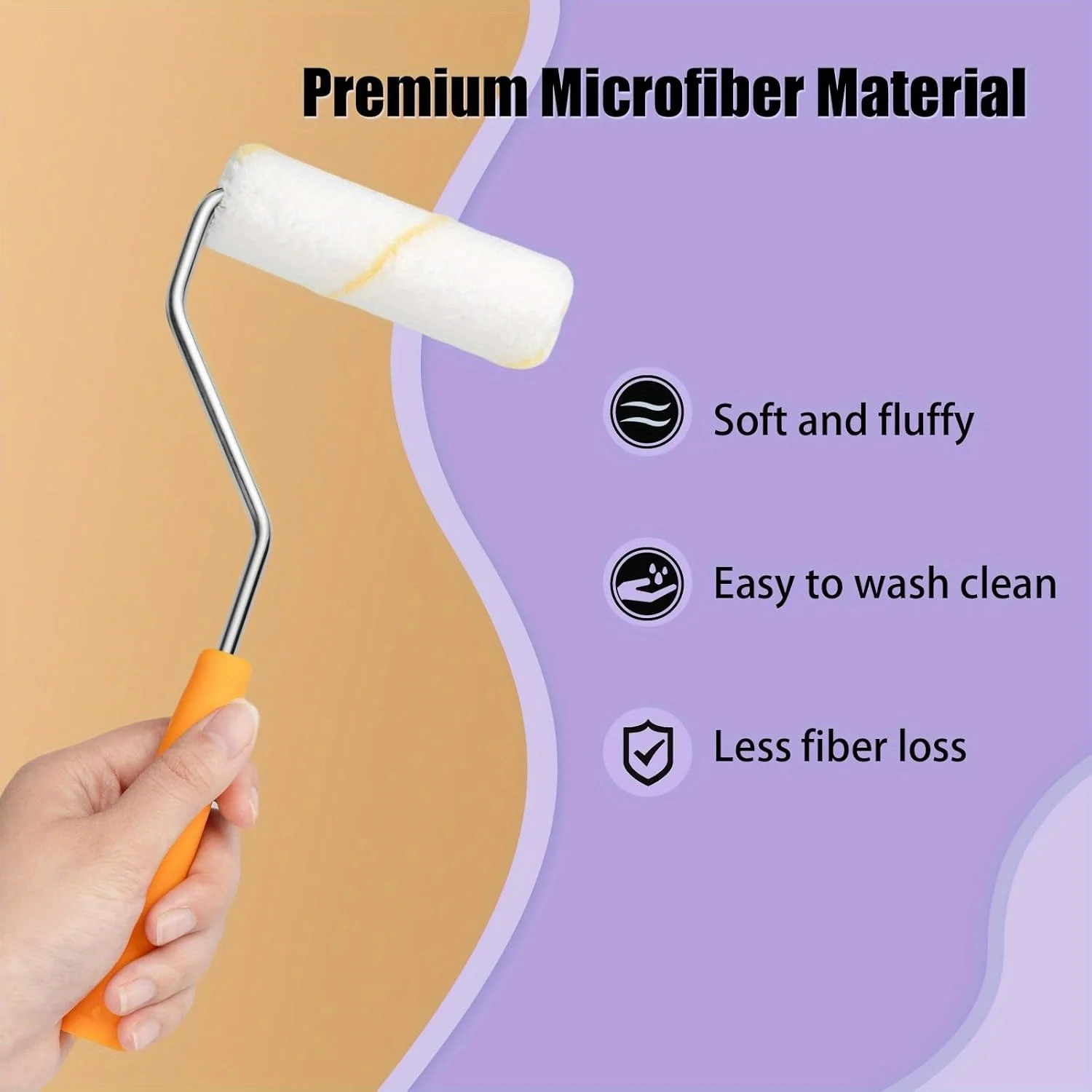 

Mister Rui 24 Pieces 4-Inch Paint Roller Covers - 9mm Nap Microfiber Rollers for Walls, Cabinets,Trim,Compatible with All Paints