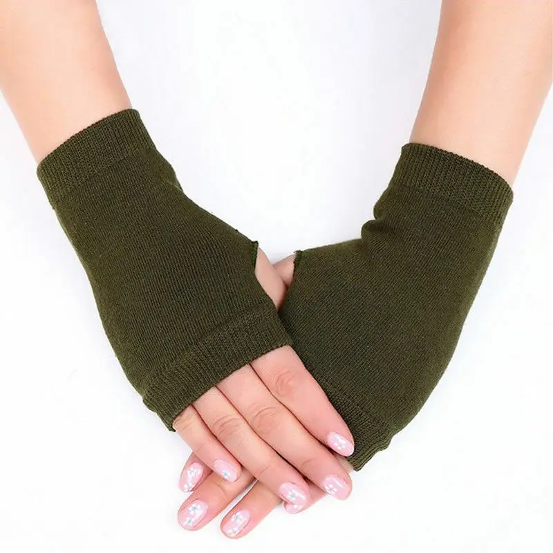 

2023 Women Fashion Warmer Winter 1Pair Fingerless Gloves Protection Arm Warmer Long Fingerless Stretchy Sleeves Mittens