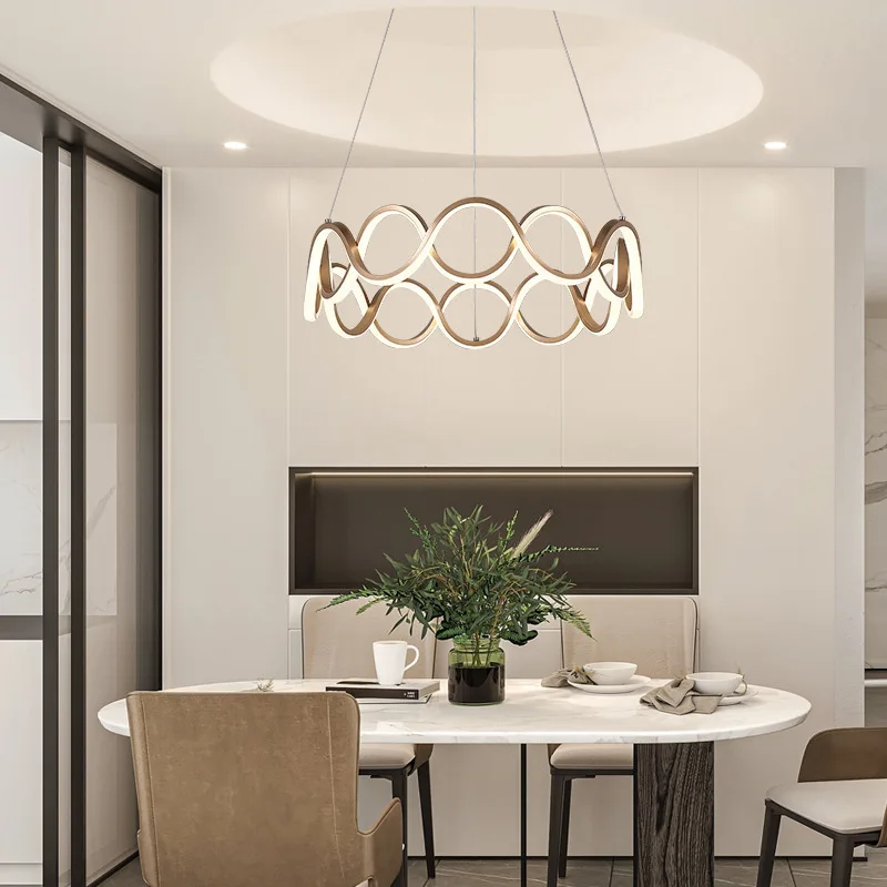 Italian Metal Wave Shape Pendant Lights Hollow Out Creative Restaurant Hanging Chandelier Simple Coffee Shop Bar Counter Kitchen