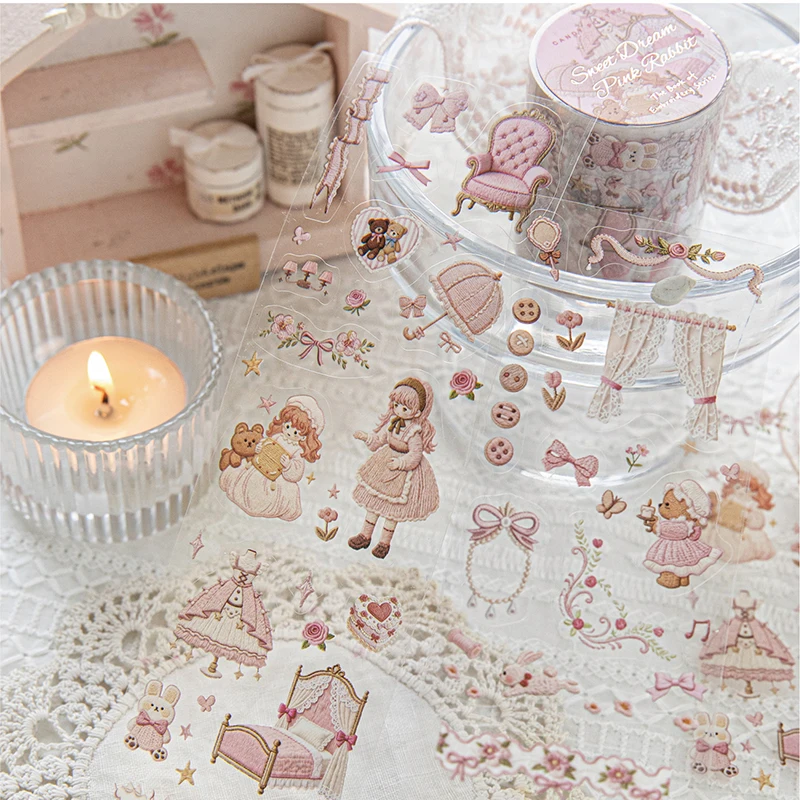 4 Stile niedliche Mädchen-Herz-Themen-Bänder, Scrapbooking-Aufkleber, Material, perfekt für Bastelarbeiten, DIY-Scrapbooking-Zubehör