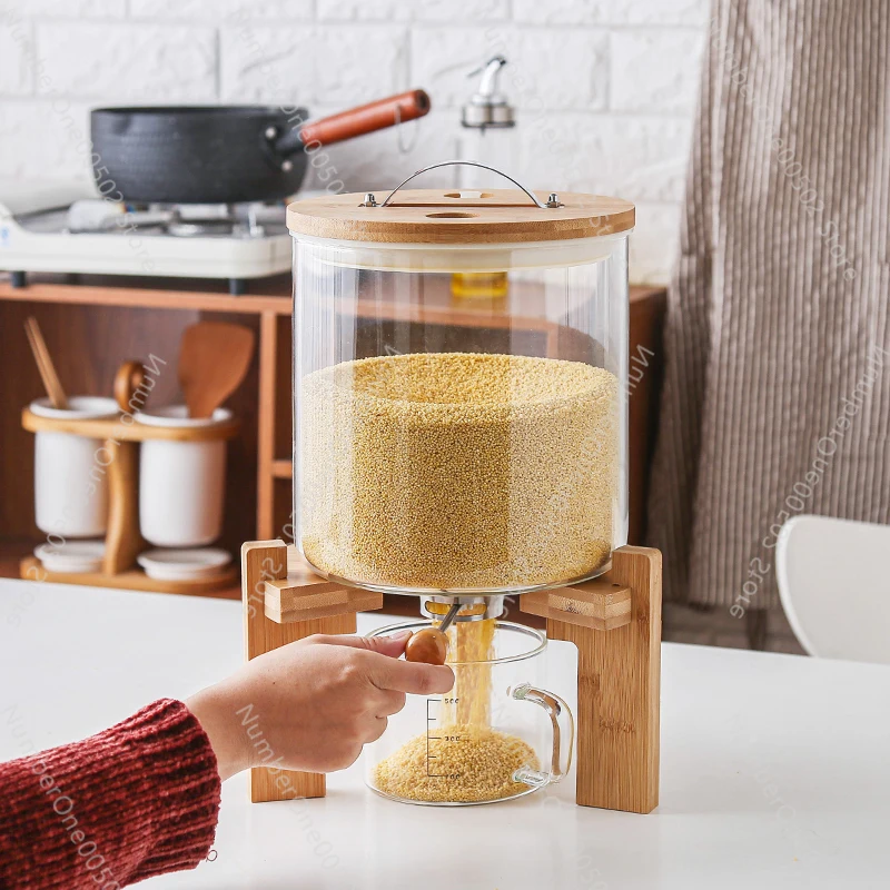 

Rice storage bucket storage tank Glass large tank Insect-proof and moistureproof grain sealed storage box box 5kg