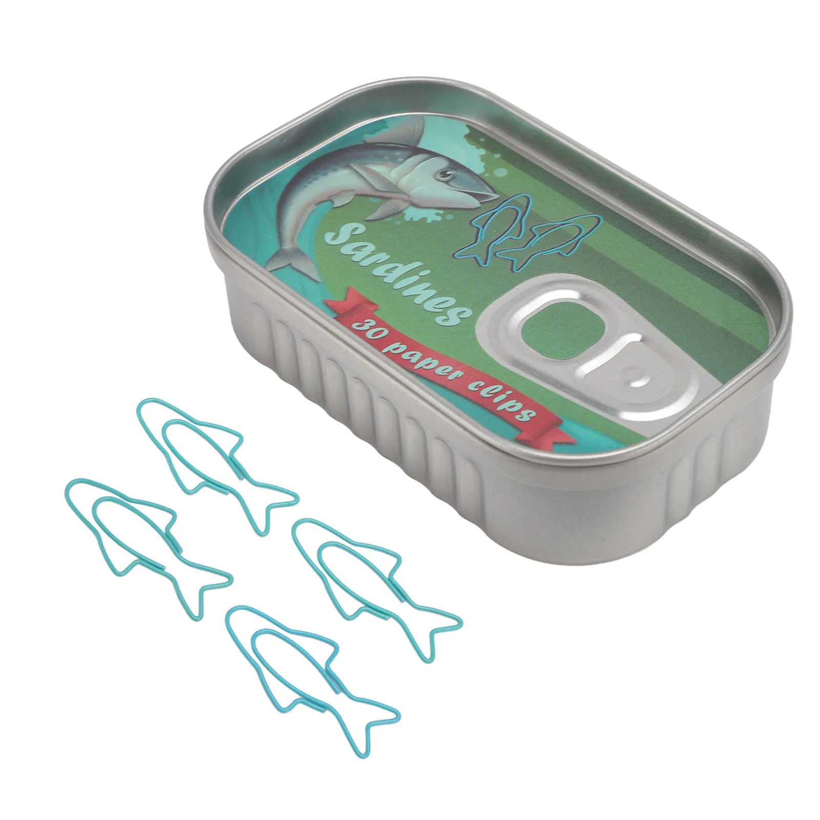 30Pcs Gifts Decorative Fish Shaped Paper Clips Metal With Tin Storage Box Bookmark Clips Mixed Memo Clips Office Stationery