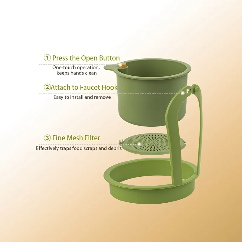 Press-type hand-free draining basket, food residue filtering basket, hanging sink draining basket view 4