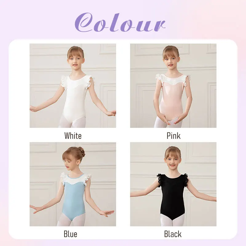 SWDZM Girls Ballet Leotards Clothes Ballet Dance Bodysuit Kids Ballet Costume Candy Color Dance Leotard Low Back Child Gymnastic