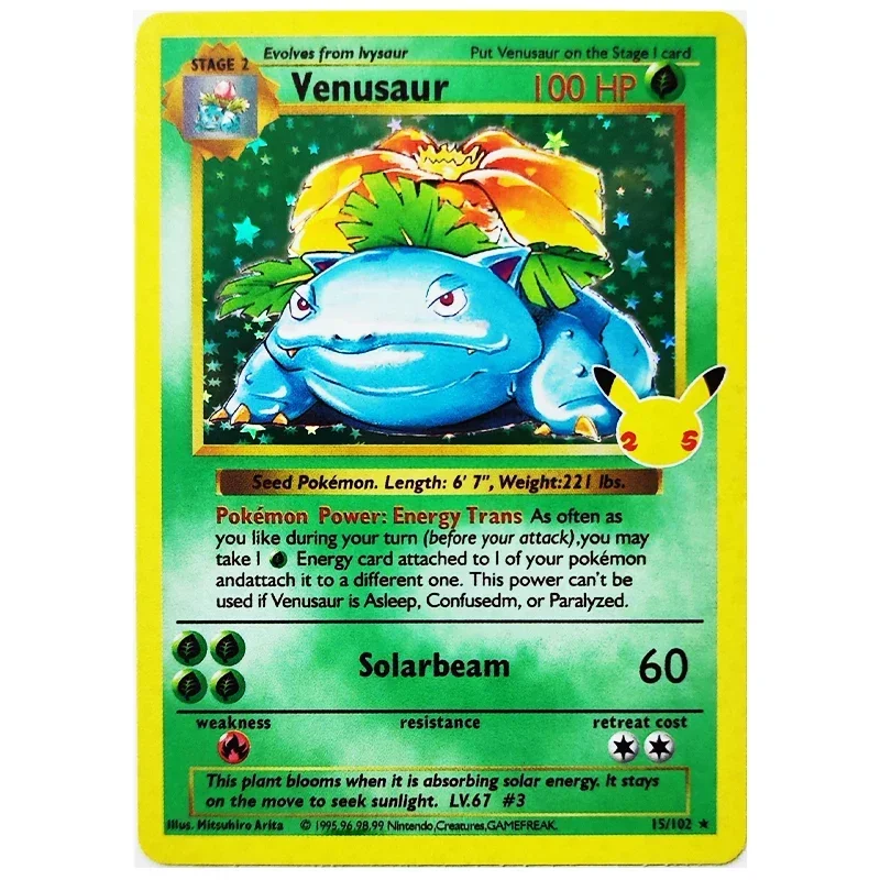 3 Stück Pokemon 25Th Anniversary Collection Cards PTCG Charizard Blastoise Flash Cards Game Anime Rare Collection Cards Geschenkspielzeug