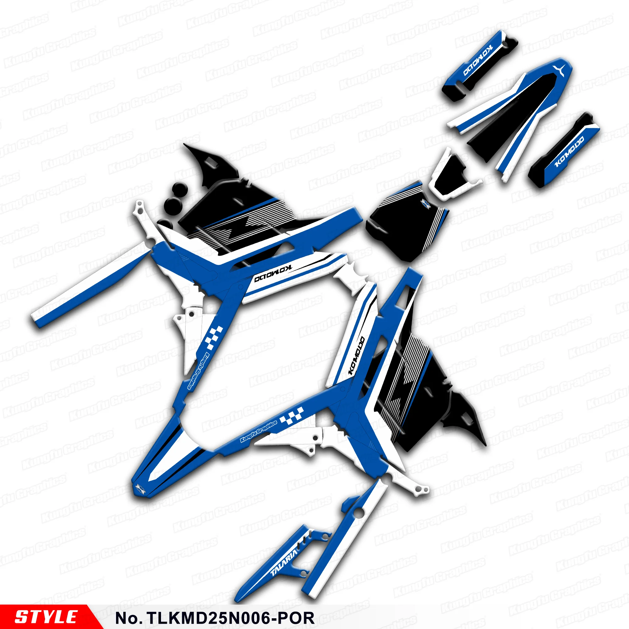 

JY RACING Graphics Decal Kit Sticker Sheet for TALARIA KOMODO, Restyled, Style No.TLKMD25N006-POR