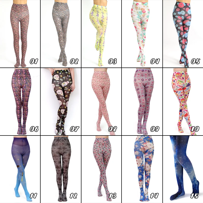 Women Girls Fashion Pattern Pantyhose Tattoo Printing Stocking Velvet Autumn Japanese Harajuku Cute Kawaii Lolita Tights