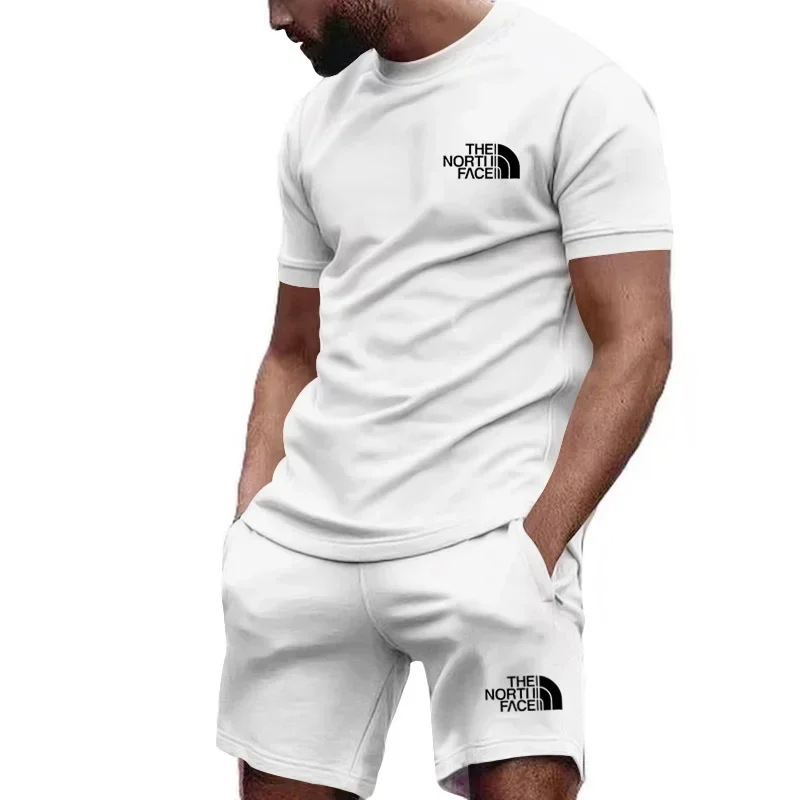 2024 new men's sportswear short sleeved T-shirt and sports shorts summer casual jogging pants set men's two-piece set