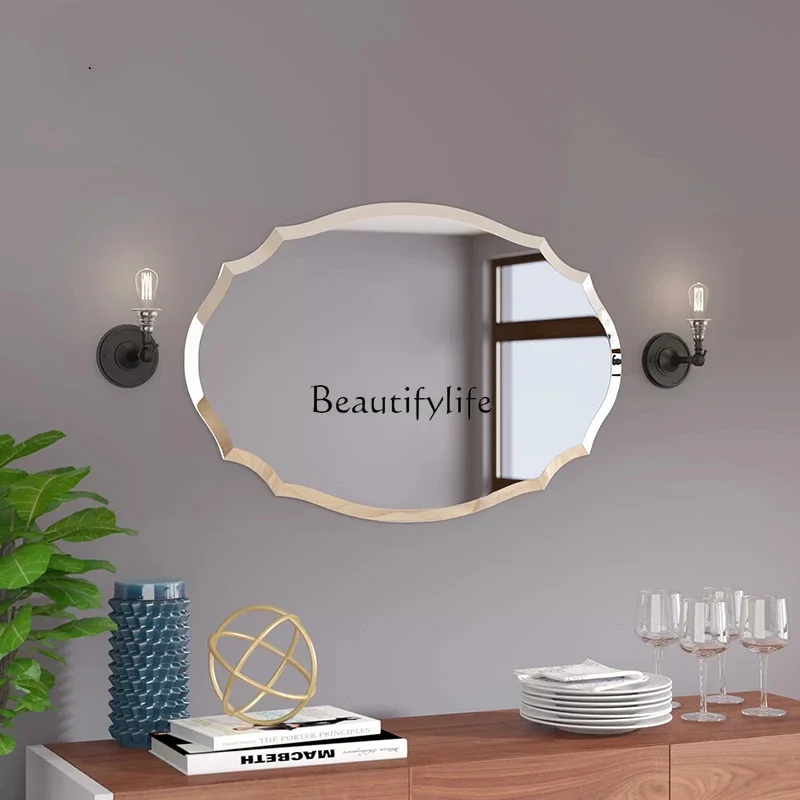 FG43-Nordic light luxury dressing household oval wall-mounted mirror special-shaped
