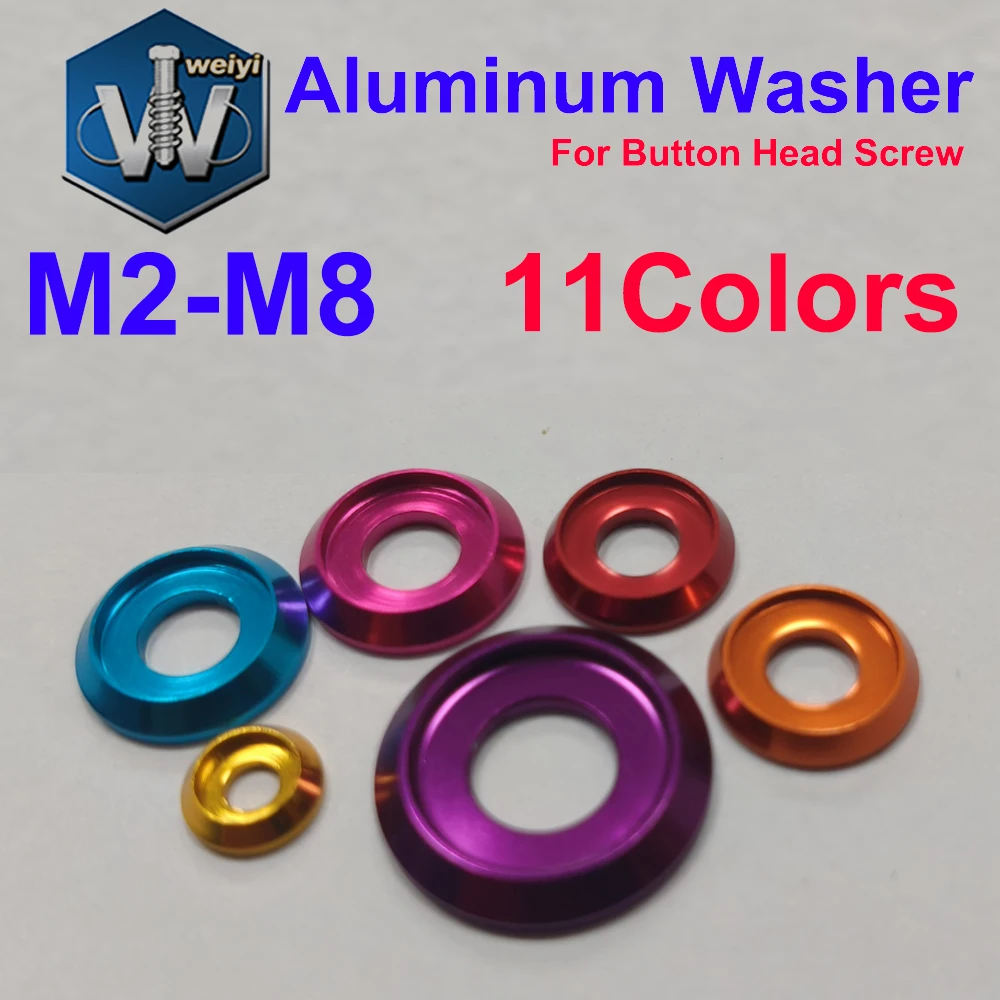 Weiyi M2 M2.5 M3 M4 M5 M6 M8 Aluminiumlegierungs-Unterlegscheiben für ISO7380 Flachkopfschrauben, Dichtung, mehrfarbig, RC-Auto-Zubehör – Detail 1