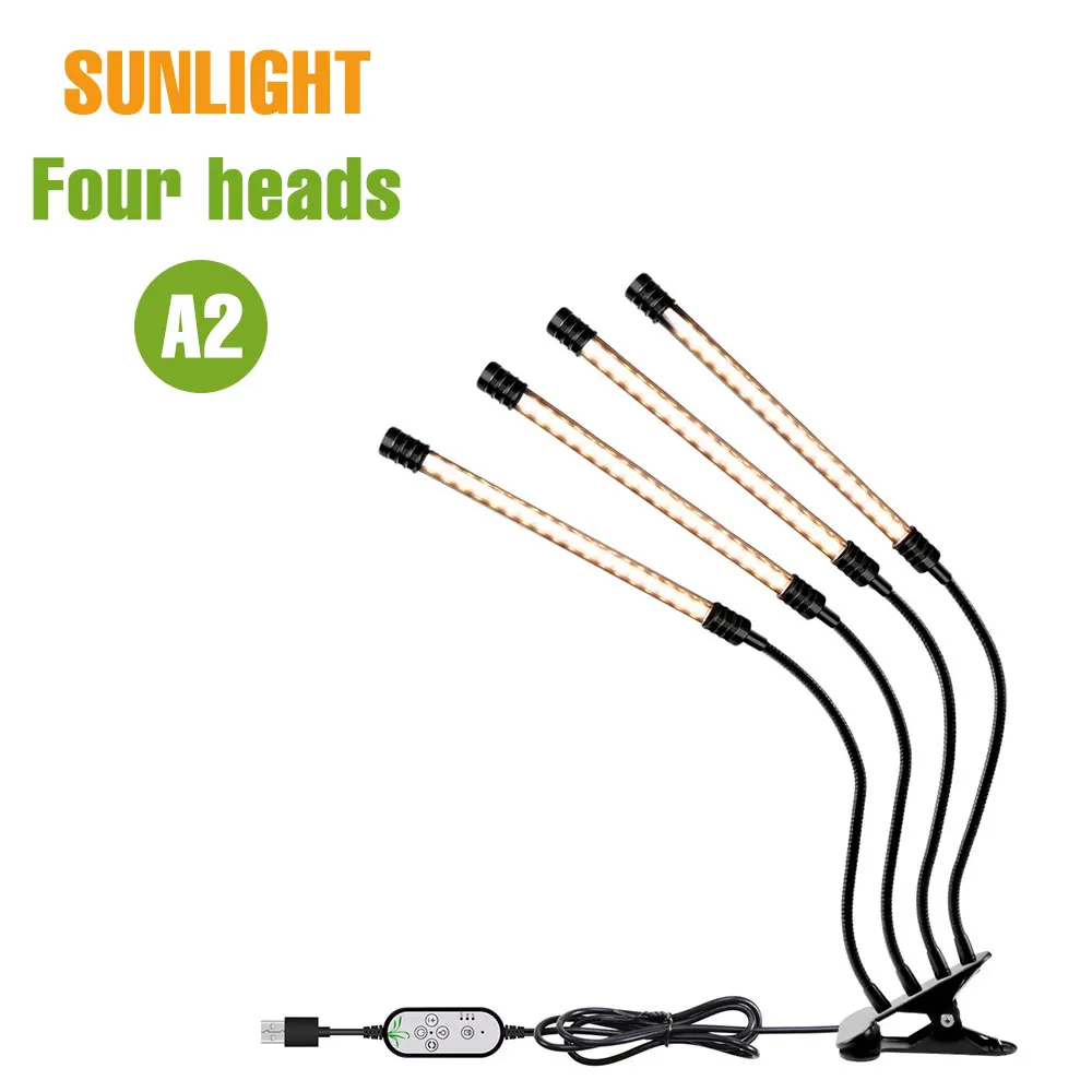 USB 5V LED-groeilicht Volledig spectrum Plant Hydrocultuur Teeltlamp 1/2/3/4 koppen Waterdicht Dimbaar met timing Auto aan/uit