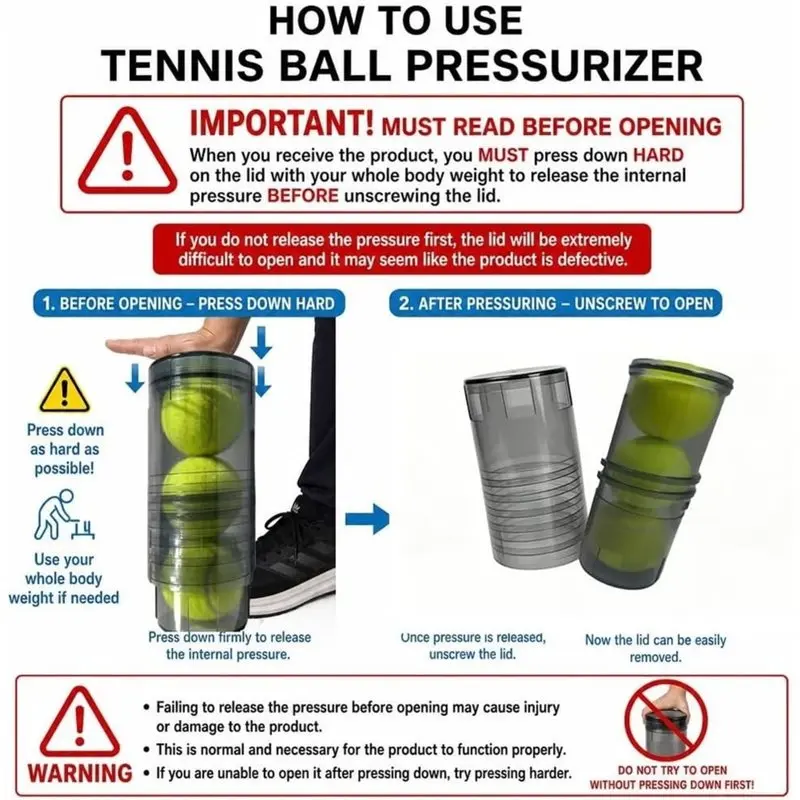 ABLB-Tennis Ball Storage Canister Maintain Pressurizing Function To Preserve Vitality