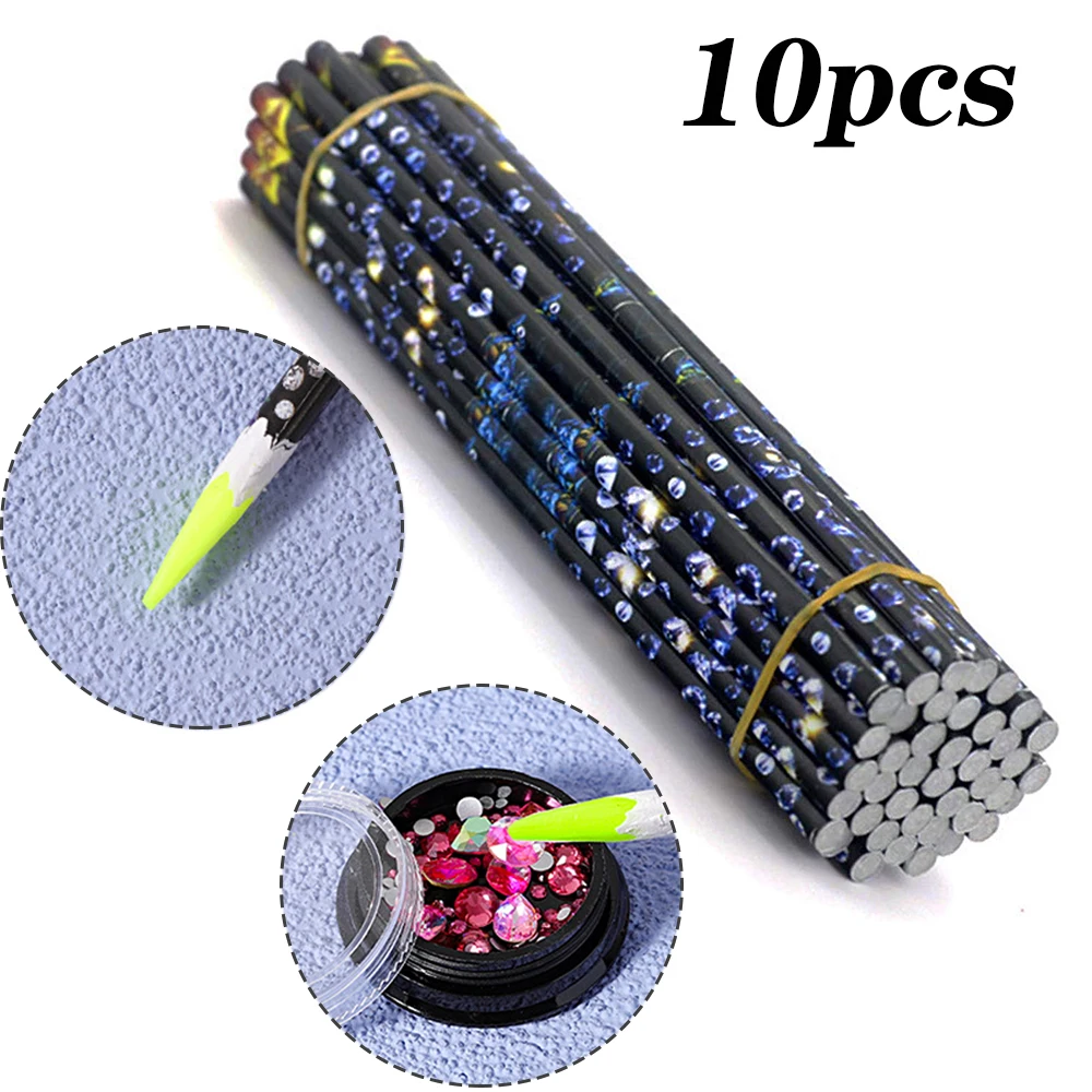 10Pcs Nail Rhinestone Pickers Self-Adhesive Wax Pencil 22.5cm Nail  Diamond Dotting Pen Nail Art Resin Gem/Rhinestone Picker Too