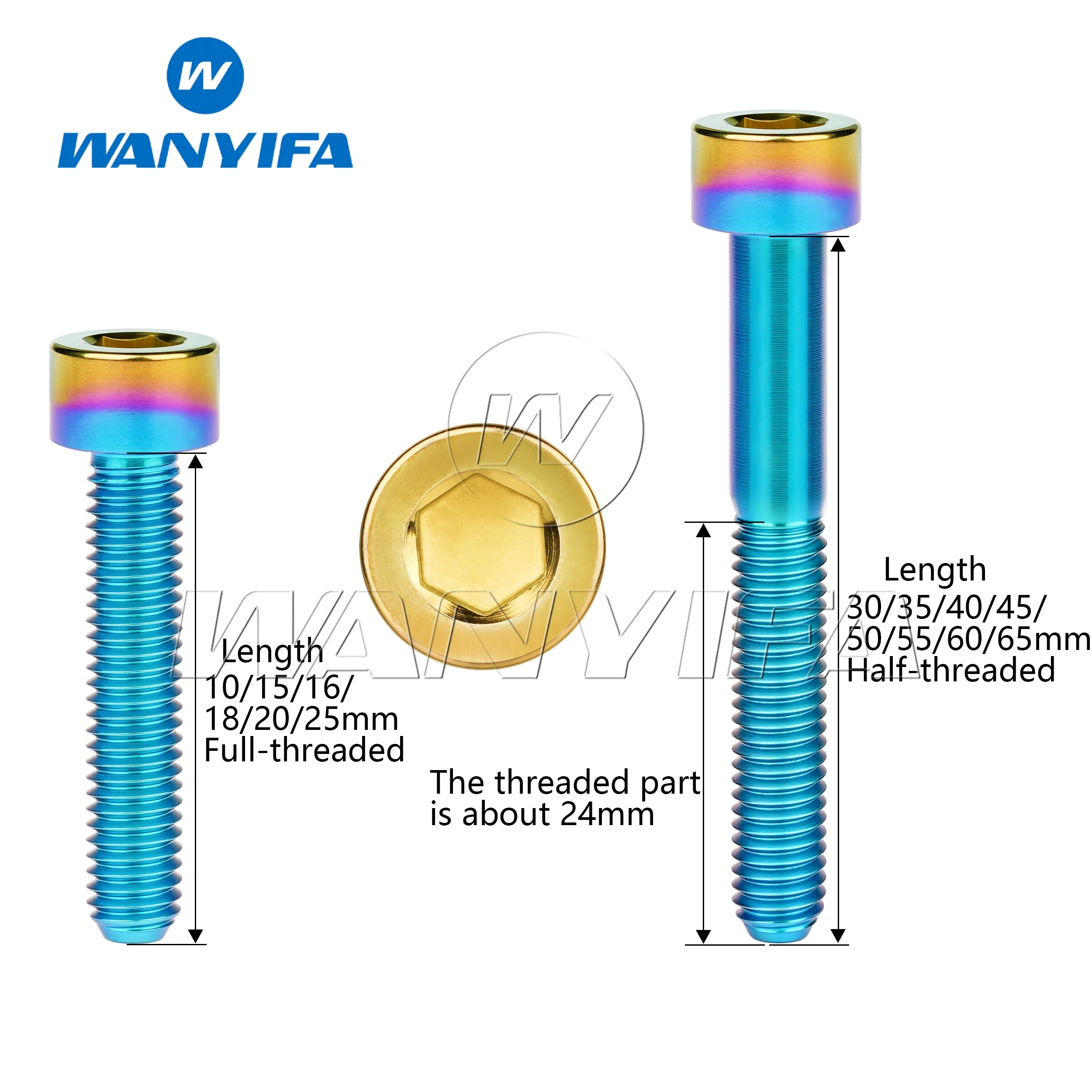 Wanyifa Titan-Ti-Schrauben M6 x 10 15 16 18 20 25 30 35 40 45 50 55 60 65 mm Schraube für Fahrrad-Headset-Bremse