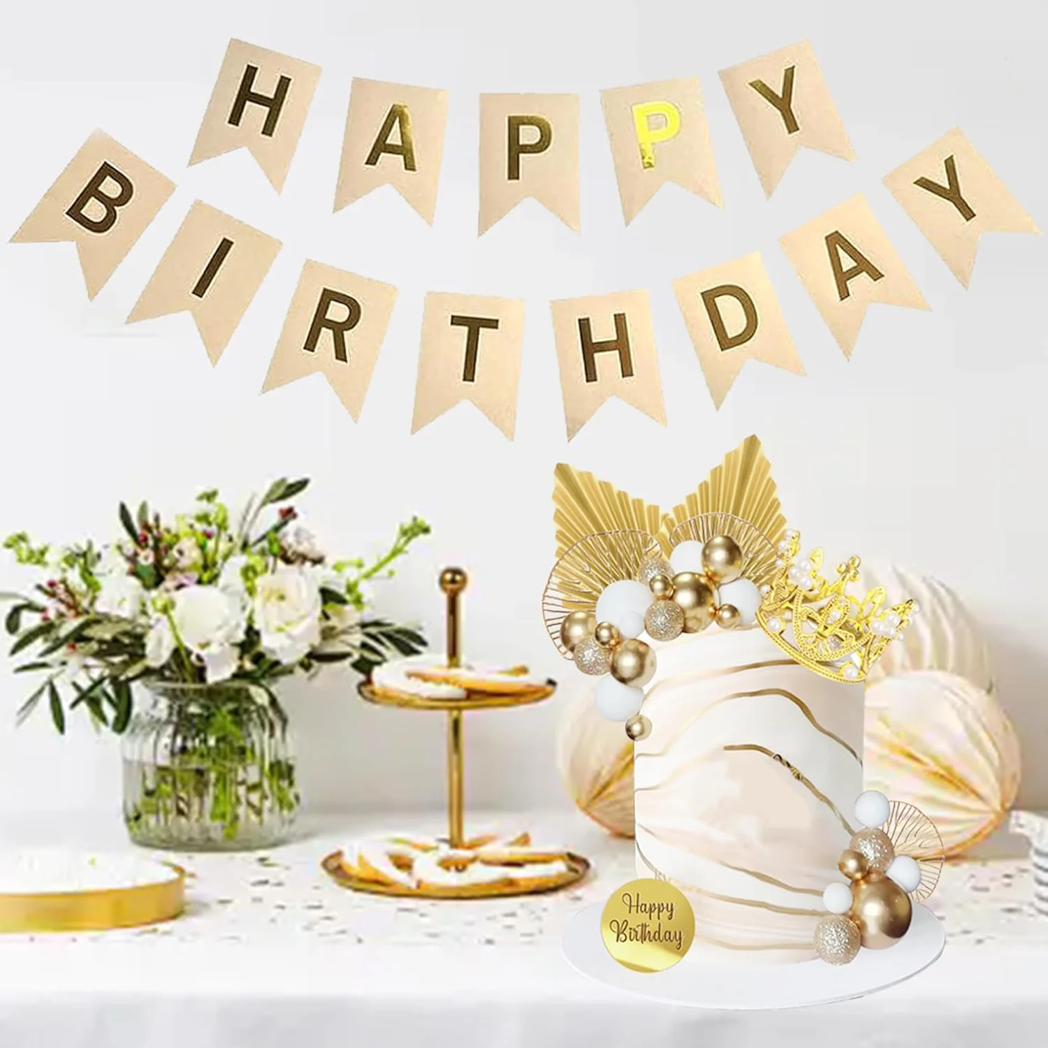 Bälle Kuchendeckel Krone Tiara Kuchendeckel Alles Gute zum Geburtstag Kuchendekorationen für Geburtstag Boho Hochzeit Babyparty Party Dekor – Detail 4