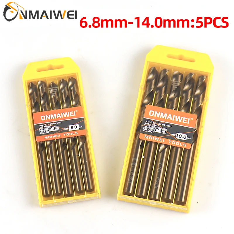 1.0-13mm Cobalt Coated 5/10PCS Twist Drill Bit Set HSS M35 Gun Drill Bit For Wood/Metal Hole Cutter Power Tools