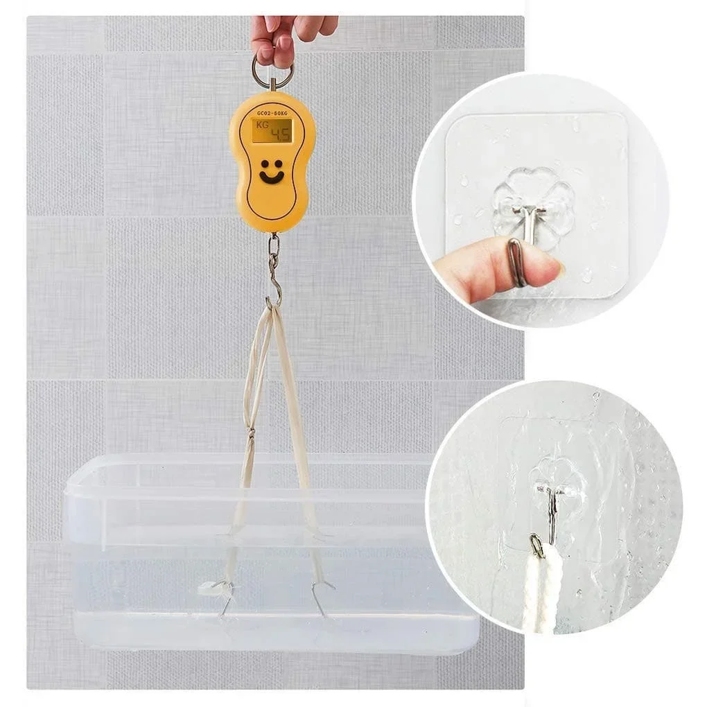 (1 pcs) Magic Hook Transparent Wall Kitchen Without Nails Strong Sticky Sucker Heavy Hanging Adhesive Stainless Steel