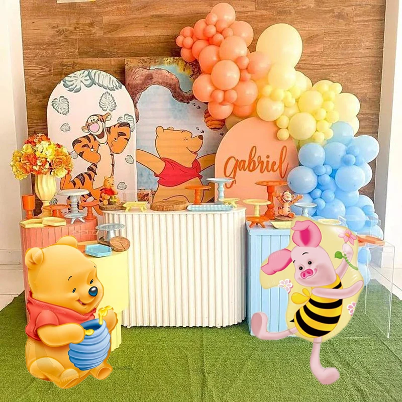 Winnie the Pooh & Tigger Disney Animation Cute Piggy Pigeon Gold Numbers Holiday Birthday Baby Shower Gift Party Balloon Set