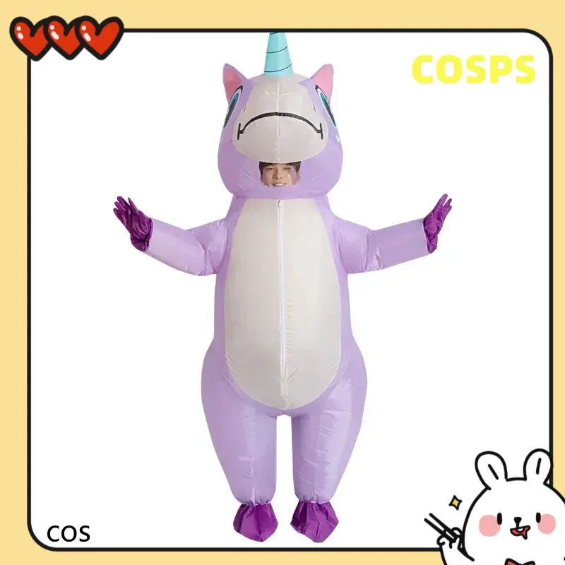 

NO6 Purple Unicorn Inflatable Costume Adult Kids Rainbow Halloween Costumes for Wommen Men Adult Carnival Mascot Christmas AOCOS