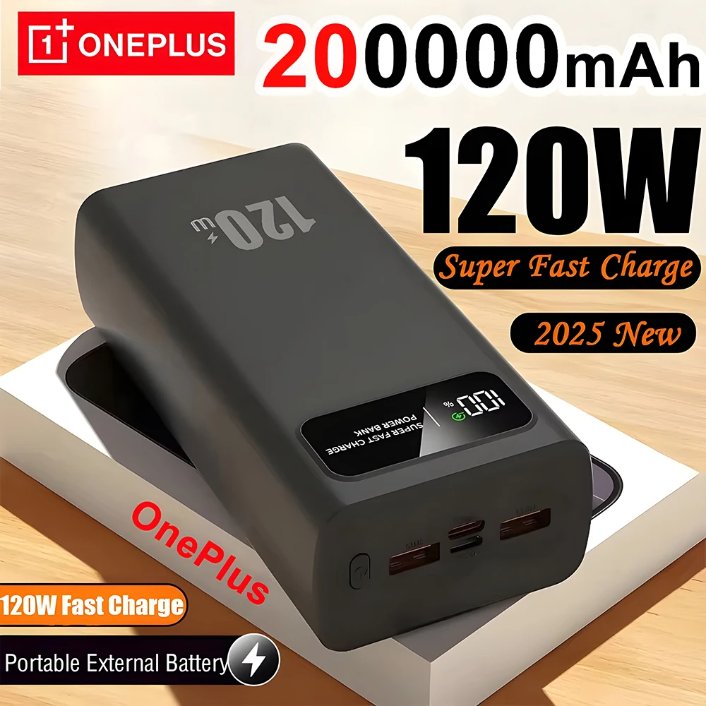 OnePlus 120 واط شحن سريع للغاية قوة البنك 200000 مللي أمبير بطارية عالية السعة شاشة ديجيتال قوة البنك آيفون سامسونج شاومي