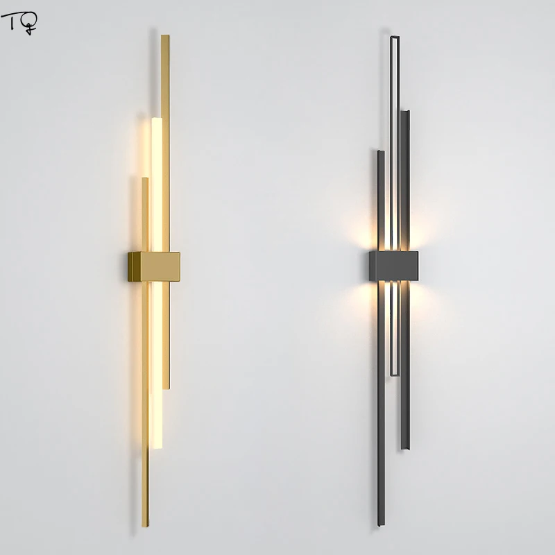 

Luxury Minimalist Long Line Wall Lamp Gold/Black Lampshade Bedroom Bedside Wall Mounted Living Room Background Study Balcony Bar