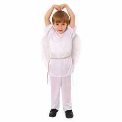 White Angel Children Valentine Cupid Cosplay Costume Halloween Carnival Party Cosplay Kids School Stage Performance Outfits