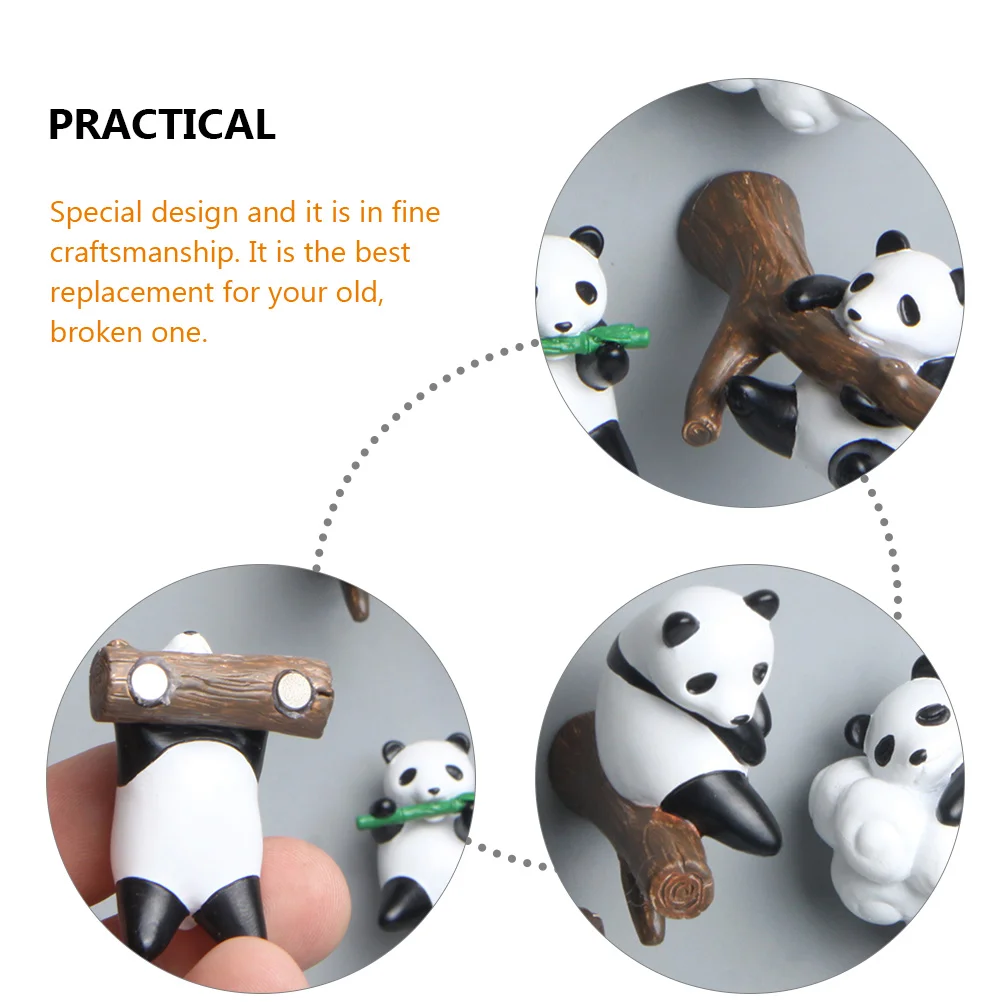 

5 Pcs Panda Magnetic Button Sticker Cute Magnets Fridge Pandas Whiteboard Kitchen Resin Office
