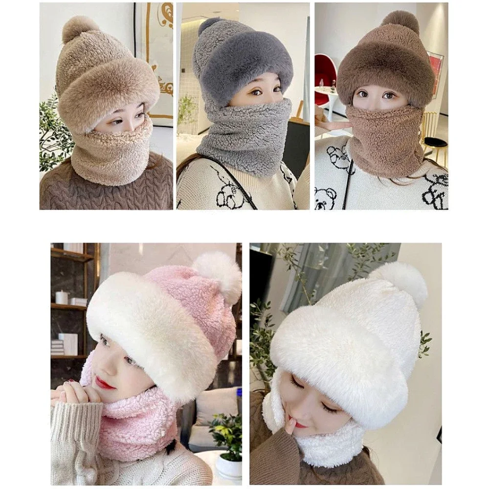 Windproof Neck Protective Warm Thickened Scarf Lovely Ear-Protection Hats Double Layer Ear Protection Riding Cold Hat