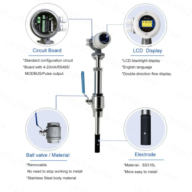 Plug-in Flow Sensor Medidor De Flujo 16 Inches 400mm Water Flow Meter Electromagnetic Flowmeter