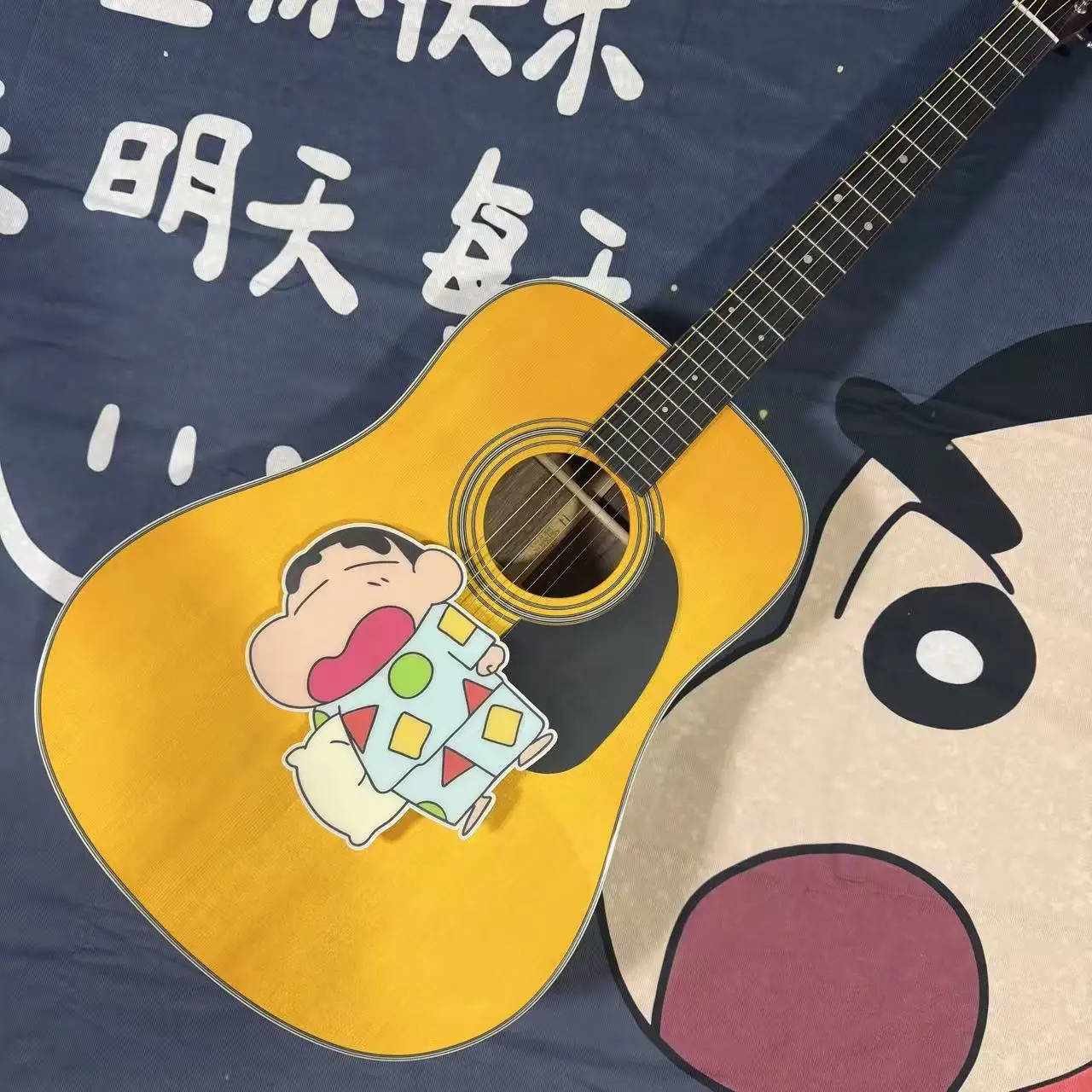 

Просто идеальная акустическая гитара из цельного дерева, 41 дюйм, серия D28, желтая отделка, 6 струн.