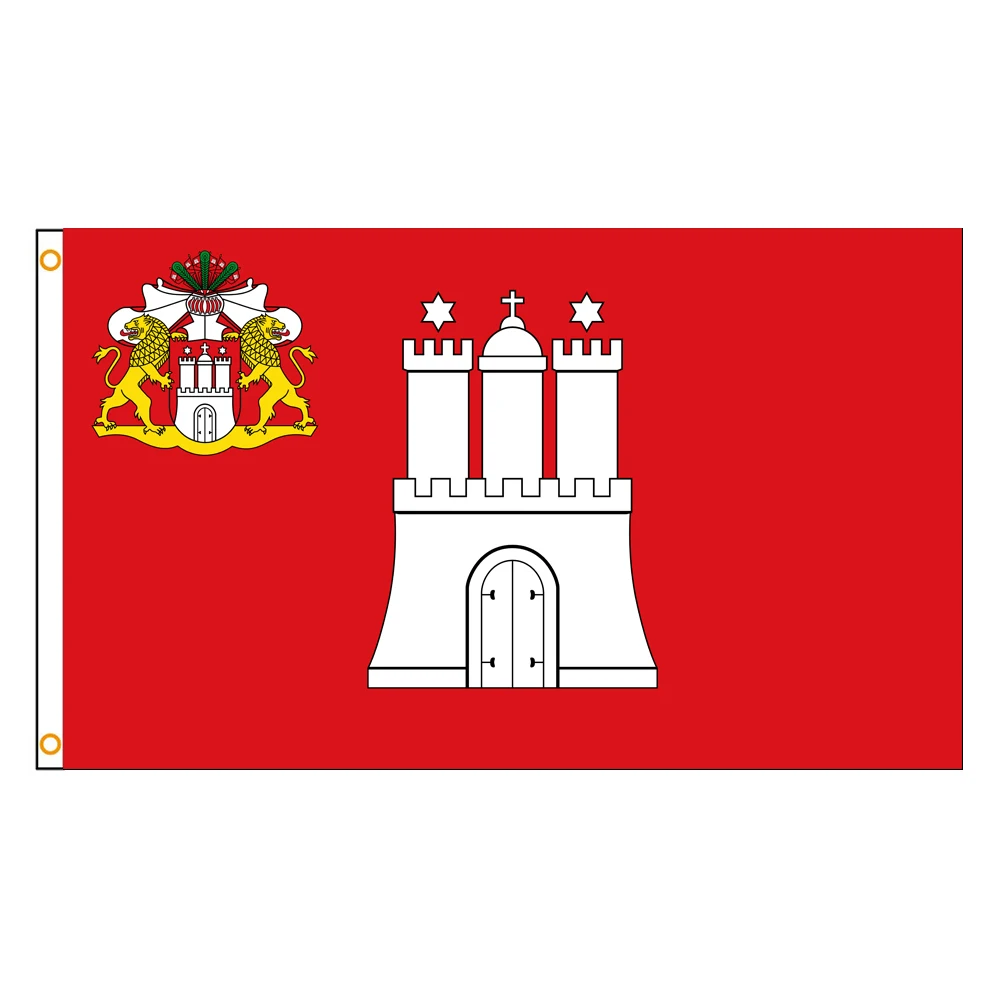 3x5 Ft Hamburg Hamborg Flag Vivid Color and Fade proof a State of Germany Flags Polyester with Brass Grommets