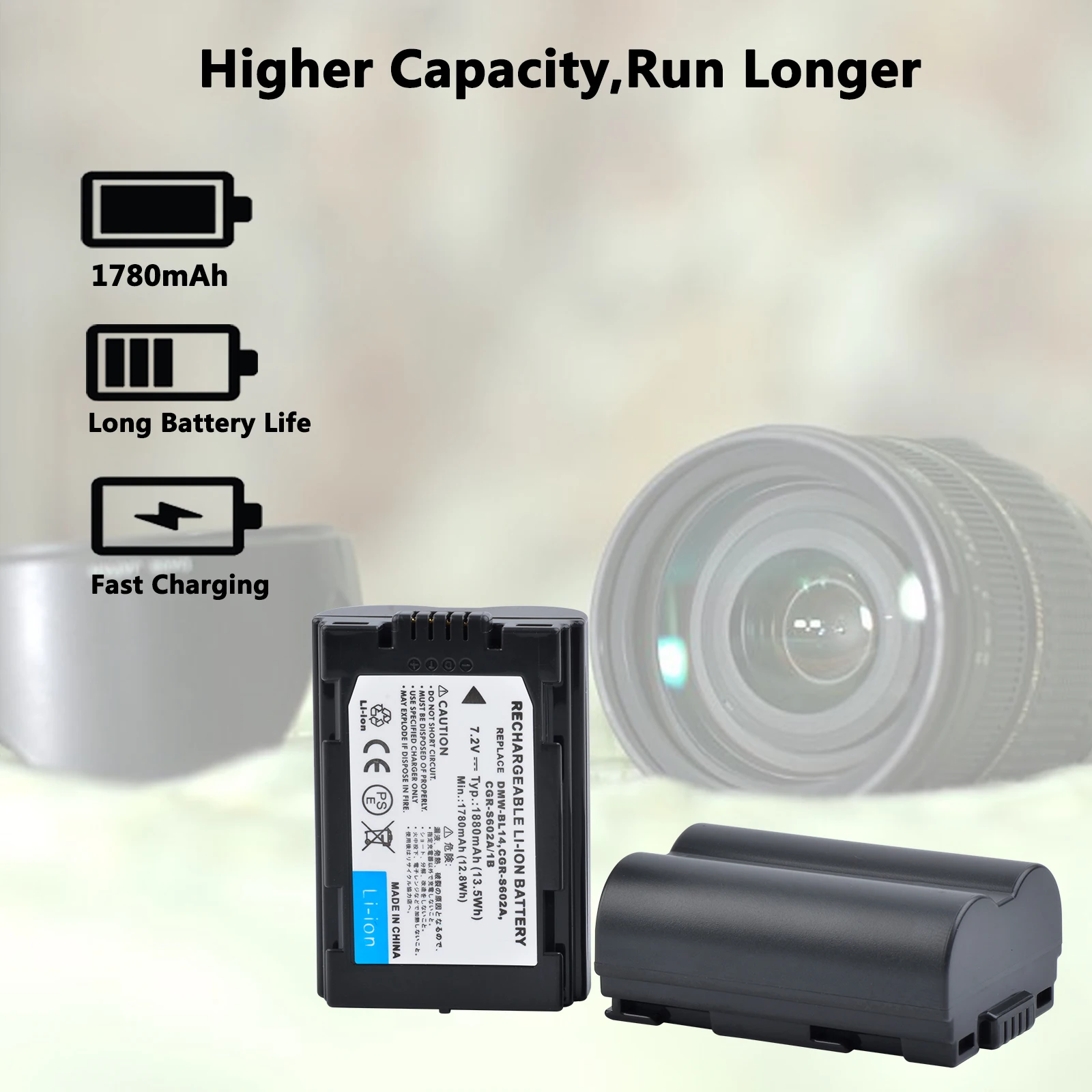 CGR-S602 Battery CGR-S603 DMW-BL14 for Panasonic Leica DIGILUX 1 CGR-S602A Lumix DMC-L1 DMC-LC40 DMC-LC5