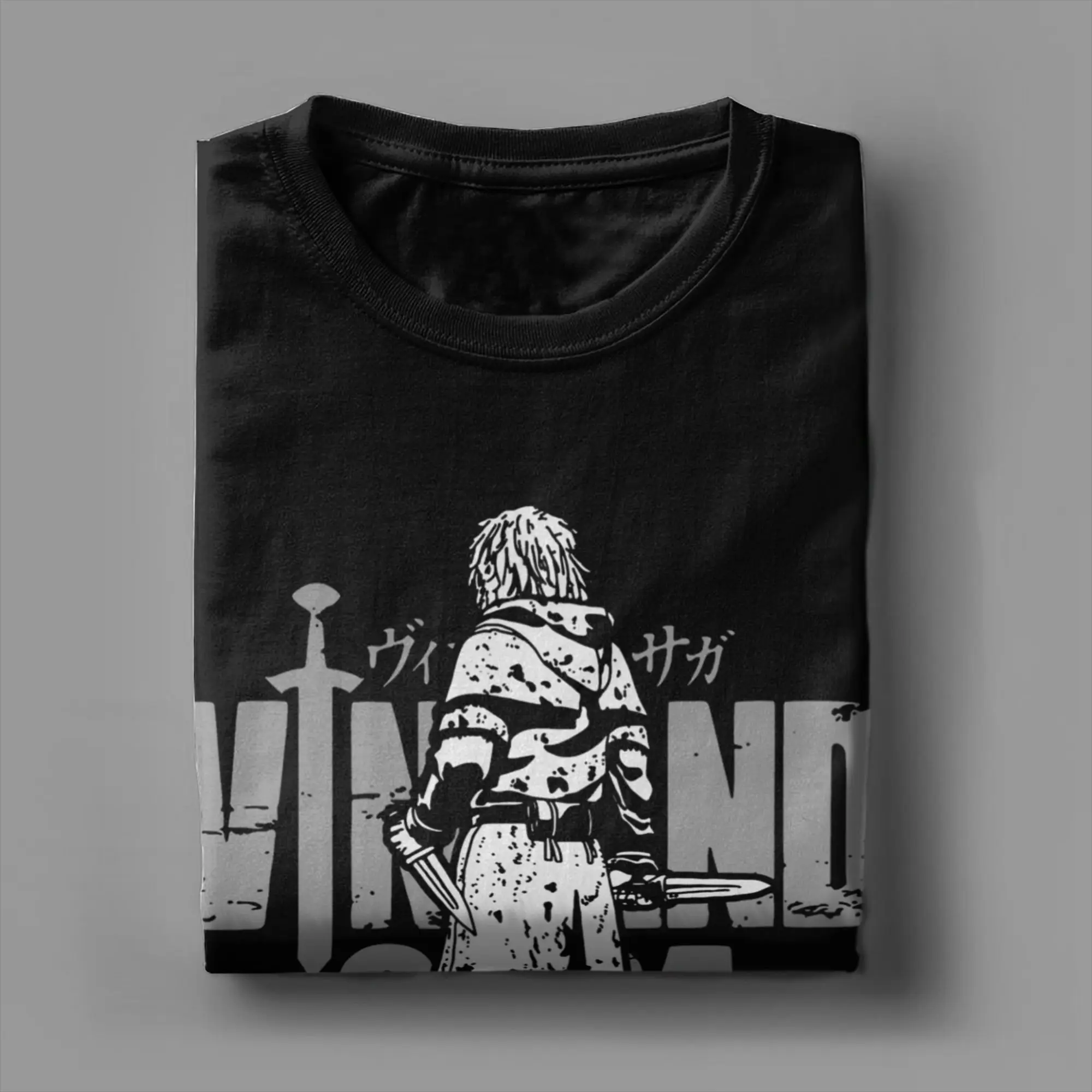 الرجال تي شيرت اليابانية Thorfinn Karlsefni خمر القطن تيز قصيرة الأكمام Vinland ساغا تي شيرت الياقة المستديرة الملابس الجرافيك