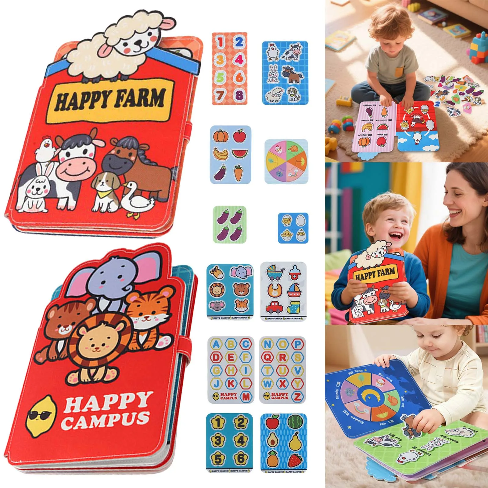 كتاب أنشطة مقاوم للتمزق للأطفال الصغار ألعاب مونتيسوري الحسية التعلم المبكر كتاب قماشي تعليمي للأطفال كتاب أطفال ناعم #1