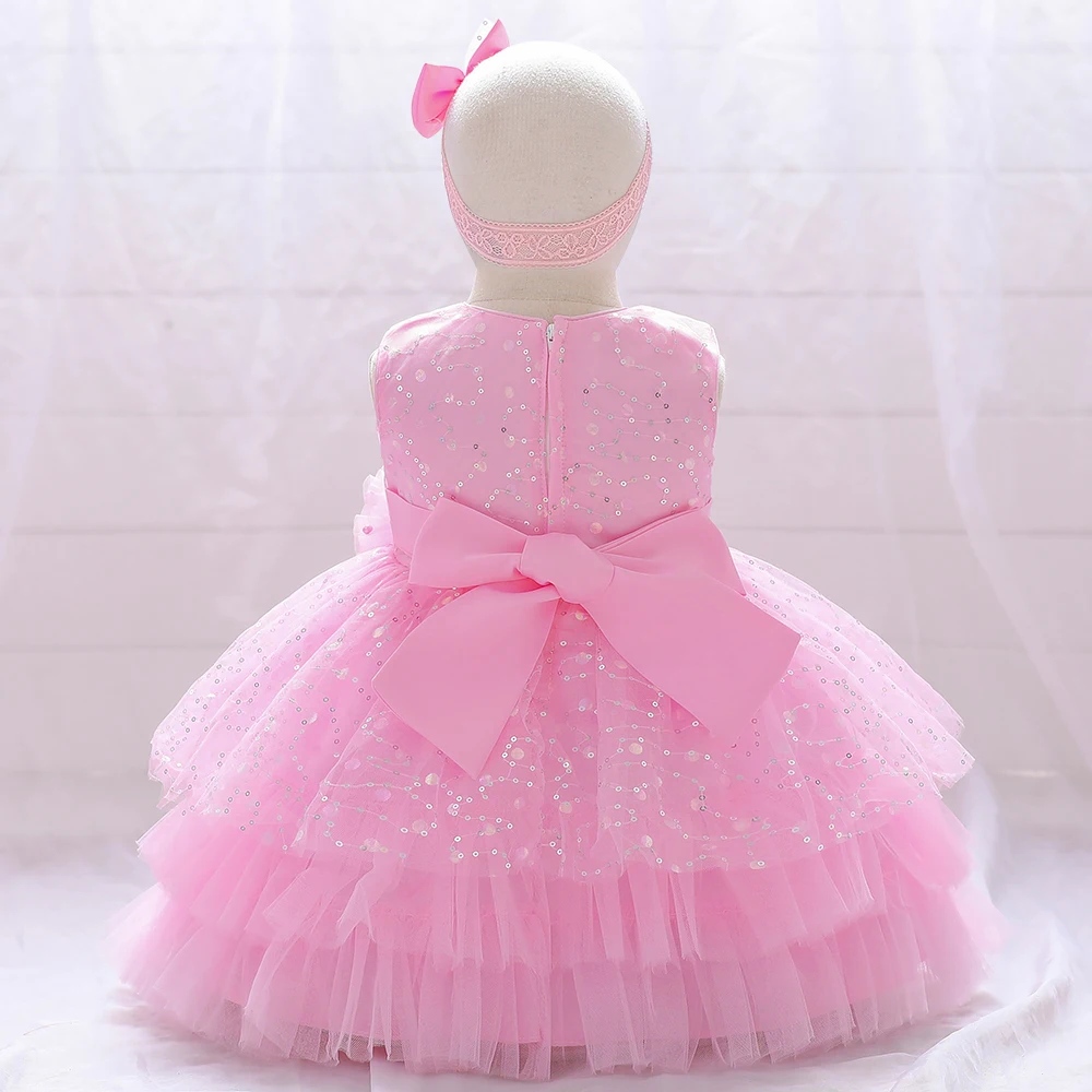 2pcs Toddler Sequin Flower Baby Girl Party Dress Infant Tulle 1st Birthday Princess Kids Dresses for Girl Wedding Bridemaid Gown