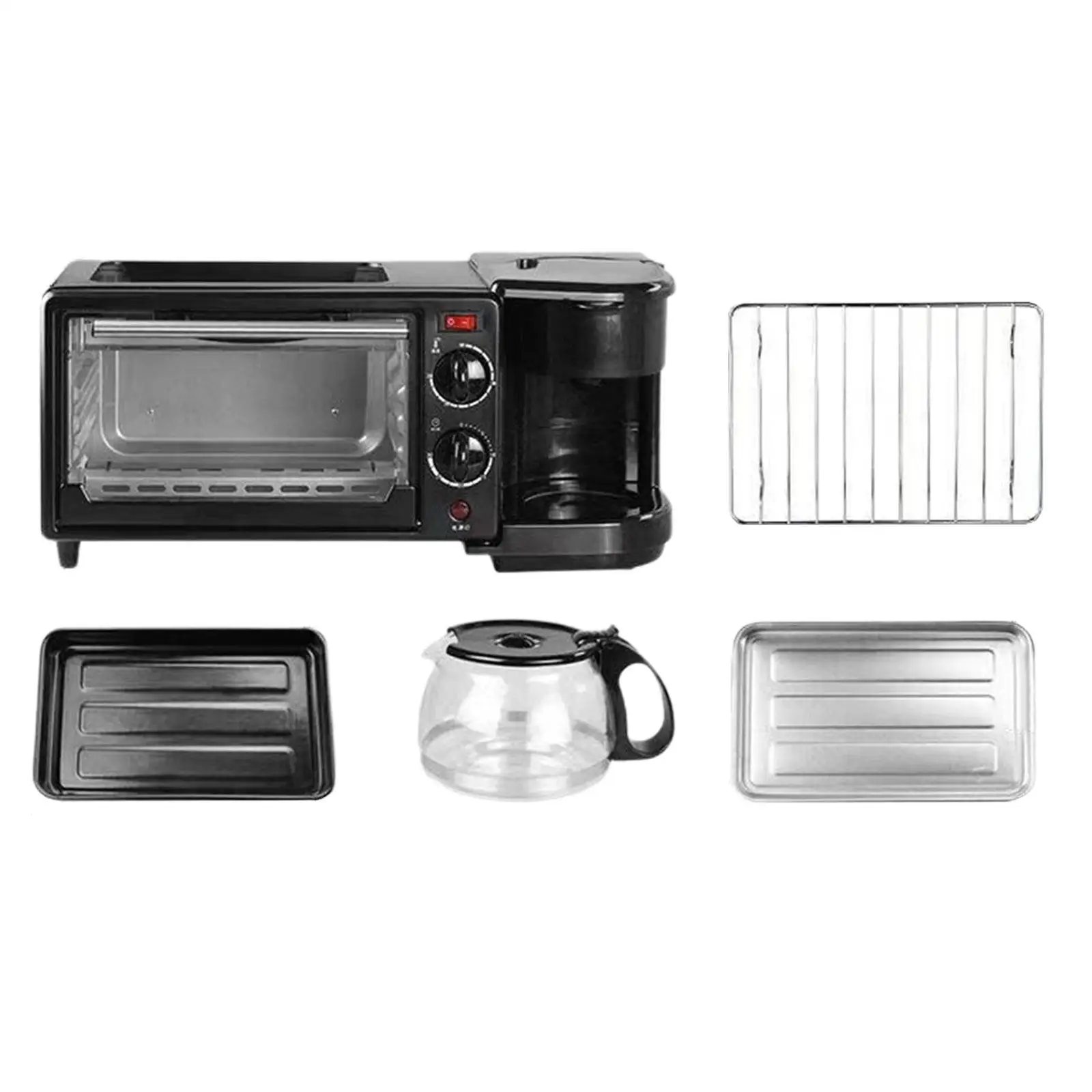 

3 in 1 Breakfast Machine Toaster with Frying Pan Stainless Steel with