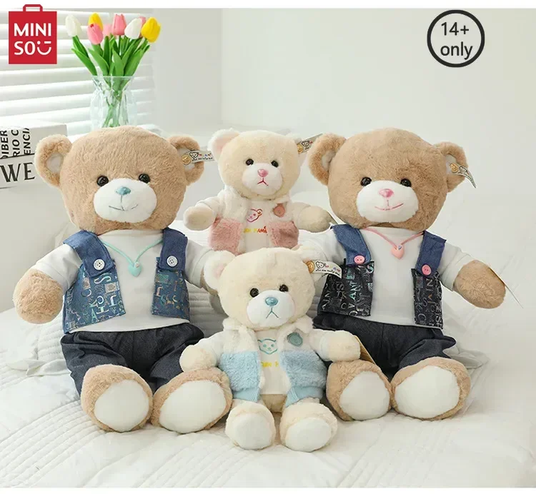 

MINISO Couple Bear Cartoon Vest Bear Cute Teddy Bear Valentine's Day gift for girlfriend soft Pillow